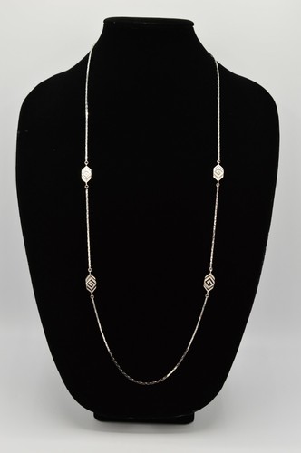 Collana Logo Vintage Givenchy Lunga 34" G Palermo Argento Spazzolato Firmata 180s BinP