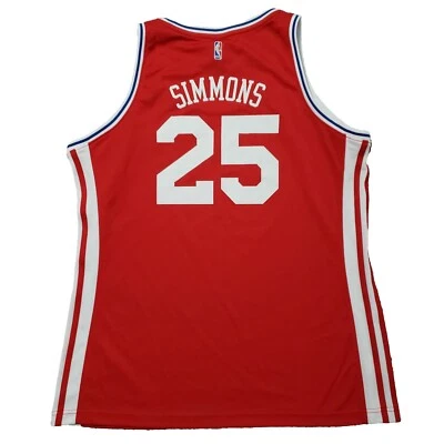 Ben Simmons Jersey Womens 2XL Philadelphia Sixers #25 76ers NBA Adidas Red - Image 1 of 4