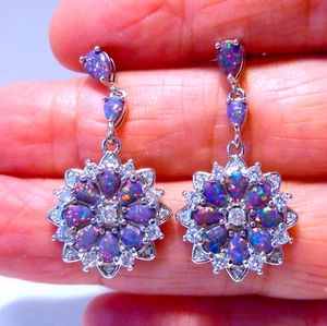 (SE 35) BEAUTIFUL DARK CHERRY FIRE OPAL STUD EARRINGS - Picture 1 of 8