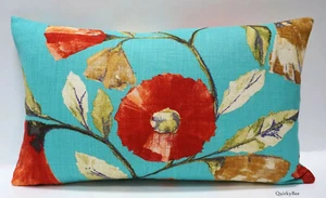 Harlequin Lisanne Fabric Cushion Cover Tangerine/Aqua 12" x 20" Blue - Picture 1 of 8