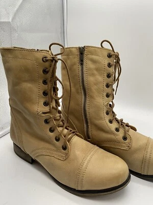 Botas femininas Sanita tamanho 9 couro marrom cáqui com cadarço - Imagem 1 de 4