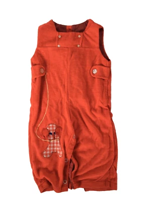 Mameluco de bebé vintage años 70 60 rojo Go-Go Mod cachorro bordado 6-9 meses Foto 1 de 2