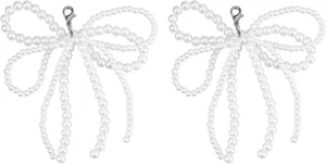 Pearl Bow Charm Keychain Set for Shoes, Bags, and Accessories - 2 Pcs - Picture 1 of 11