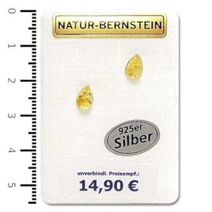Natur Bernstein Ohrringe Ohrstecker zitrone modern 90293z - Bild 1 von 1