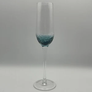 "Copa delgada de vino champán azul verdoso craquelada de 9 3/4"" de alto" - Imagen 1 de 10
