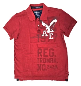 American Eagle Herren Poloshirt Vintage Fit rot mit weißem Adler Logo Gr. M - Bild 1 von 9
