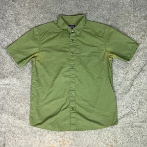 Patagonia Shirt Mens Small Green Organic Cotton Button Up Short Sleeve Fezzman - Picture 1 of 9