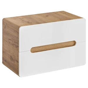 Waschtisch-Unterschrank Hängeschrank Badschrank Schubkästen Hochglanz weiß Eiche - Bild 1 von 9