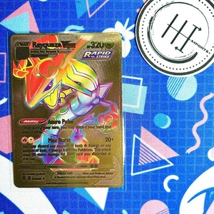 Tarjeta Pokémon Rayquaza VMax Gold Foil Holo Texturizada Fan Art Nintendo - Imagen 1 de 2