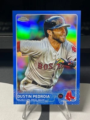 Dustin Pedroia /150 2015 Topps Chrome BLUE Refractor COLOR MATCH Red Sox #172 - Image 1 of 4