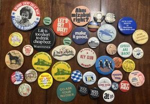 Vintage Pinback Button Bonanza: Sassy Slogans, Beer Bash, Retro Gems - Picture 1 of 7