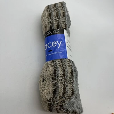 "Berroco Lacey 60/25/15 acrílico/lana/nailon 3,5 oz 29 yd crudo marrón gris 2,5"" de ancho" Foto 1 de 4
