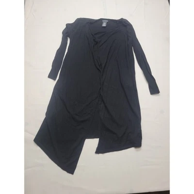 Chelsea & Theodore Womens Open Front Cardigan Sweater Long Size L Black Pockets! - Image 1 of 4