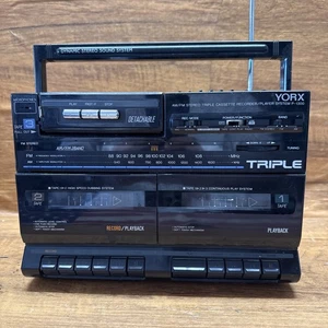 For Parts/Repair YORX # P1300 Triple Cassette Portable Stereo System Boom Box - Picture 1 of 12