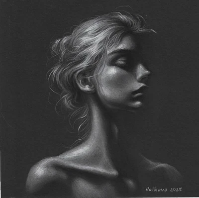 оригинальный рисунок 20 x 20 см 156VA искусства пастель современный женский портрет - Изображение 1 из 3