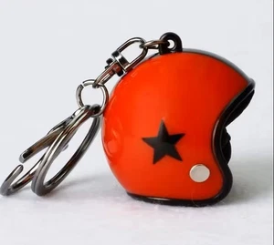 Custom Design Helmet Keychain, Red with Black Star - Picture 1 of 4