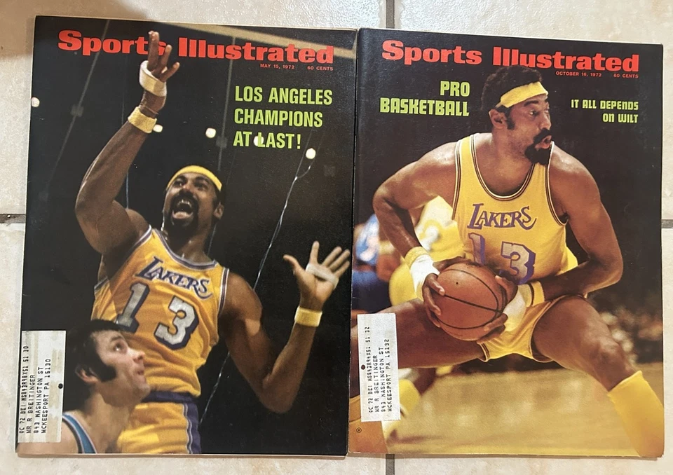 1972 Sports Illustrated Los Angeles Lakers WILT CHAMBERLAIN Set Lot of 2 76ers - Image 1 of 1