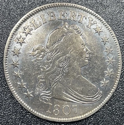 1807 Draped Bust Half Dollar 50c VF Very Fine Details Cleaned - Image 1 of 2