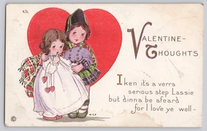 Antique Valentine Postcard Scottish Couple Red Heart Series 840F - Picture 1 of 3