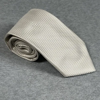 Vintage Nicole Miller New York Ivory Silk Weave Tie Ivory 100% Silk Designer - Image 1 of 4