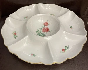 Christineholm Porcelaine ROSE Chip & Dip Divided Platter 12 1/4” - Picture 1 of 4