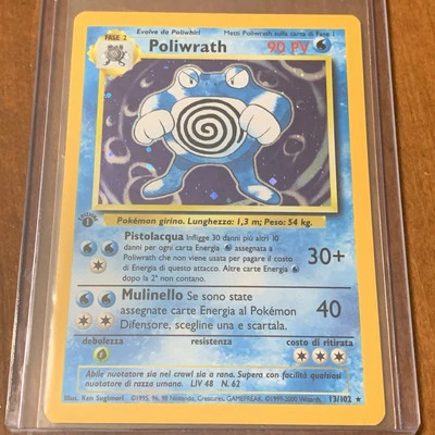 Pokeman Poliwrath Card Holo Rare #13 First Edition 90 PV FASE 2 - Image 1 of 4