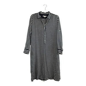 Trenery Size 16 XL Navy White Stripe Modal Collared Shirt Dress  - Picture 1 of 12