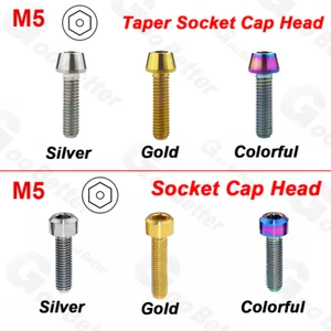 M5 Titanium Bolts Taper Socket Cone Head Screw Hex Allen Key Ti Cap Head Screws - Picture 1 of 14