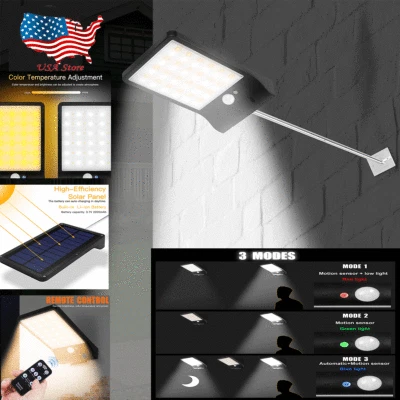 Waterproof Solar Outdoor Street Wall Lights LED PIR Motion Sensor Security Lamp - Image 1 of 4