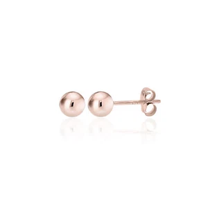 Aretes de plata de ley 925 con cuentas de bola pulidas altas de oro rosa TODOS LOS TAMAÑOS - Imagen 1 de 20