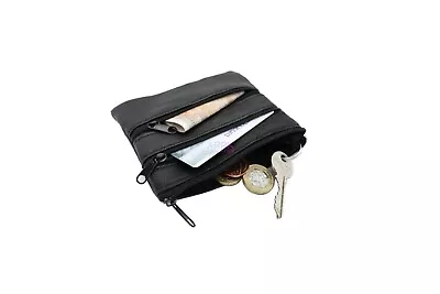 Men’s Women’s Leather Key Ring Pouch Zips Coin Holder Money Bag Wallet Purse • 5.20€