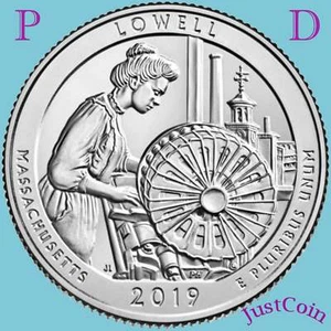 2019 P&D LOWELL NATIONAL PARK (MA) TWO UNCIRCULATED QUARTERS SET - Bild 1 von 3