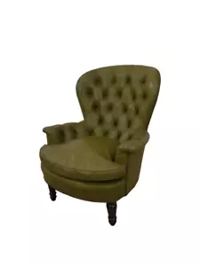 Poltrona chesterfield in pelle verde - poltroncina chester - capitonnè - 900 - Foto 1 di 19