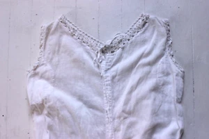 Antique Edwardian one piece undergarment Split crotch white cotton Victorian XS - Picture 1 of 9