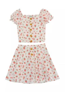 RARE EDITIONS 14 Floral Printed Eyelet Button Front Top & Skirt Set NWT $64 - Picture 1 of 1