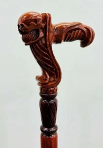 Horse Wooden Hand carved Cane Traditional Hand Carved Walking Stick with Brown - Picture 1 of 6
