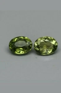 Pair 2pcs/0.83ct VVS Oval Natural Unheated Yellowish Green Tourmaline(VER VIDEO) - Imagen 1 de 2