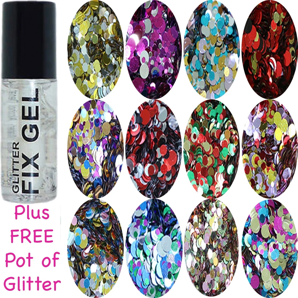 DIAMANTE CRAFTS Stargazer - Gel Fix Fixative Body Glue Festival - plus FREE pot Circles Glitter