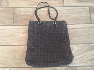 FENDI Tote Bag BRW Zucca Brown Canvas for Repair 13" x 10" x 3" - Picture 1 of 11