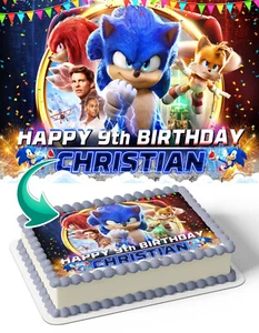 Sonic the Hedgehog II 2022 Edible Cake Topper Party Decoration Edible Image - Picture 1 of 1