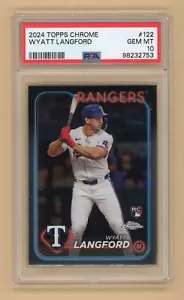 Wyatt Langford - 2024 Topps Chrome - Rookie #122 - Rangers - PSA 10 - Bild 1 von 2