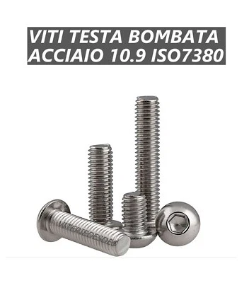 VITI TESTA BOMBATA BOTTONE CAVA ESAGONALE M5 M6 ACCIAIO 10.9 ZINCATO ISO 7380 - Immagine 1 di 4