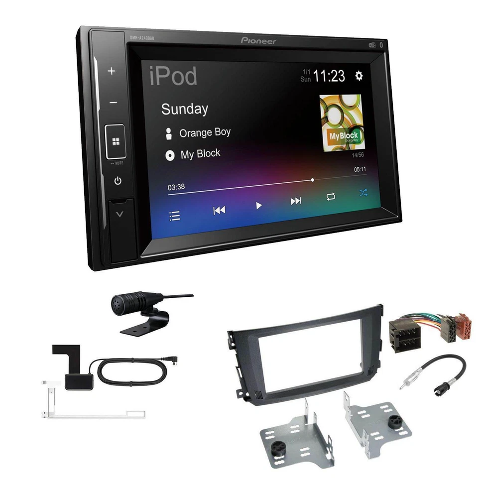 Pioneer Autoradio Bluetooth DAB Apple Android für Smart ForTwo 2010-2015 schwarz