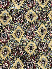 Vintage Gold Fringed Floral Woven Tapestry Blanket 72” x 64” Boho MCM - EUC