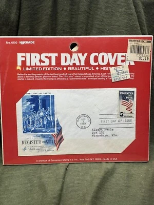 Vintage 1964 First Day Cover-Register and Vote. Grossman Stamp Company - Hygrade - Image 1 of 4