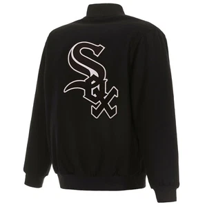 MLB Chicago weiß Sox JH Design Wolle Wendejacke schwarz bestickt Logos - Bild 1 von 6