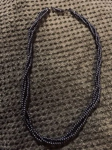 Vintage Halskette 3 Strang grau Kunstperlen - Bild 1 von 2