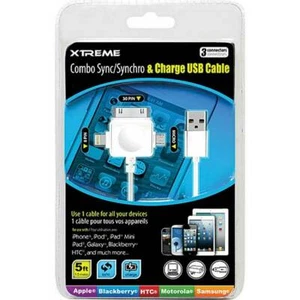Xtreme 59053: Durable 3-Tip Micro-US Sync Cable - White - Picture 1 of 1