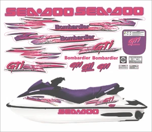 SEADOO GTI 1997 Graphics / Decal / Sticker Kit  PINK & PURPLE - Picture 1 of 6