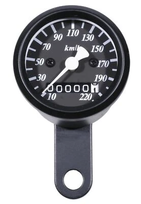 Mini Speedometer 48mm Black 2:1 for Harley-Davidson Suzuki Yamaha Kawasaki Universal - Image 1 of 3